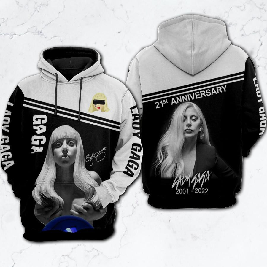 Lady Gaga Fan Gift, Lady Gaga Signature Gift, Lady Gaga 21st Anniversary 2001 2022 Aop Hoodie, Zip Hoodie, Fleece Jacket