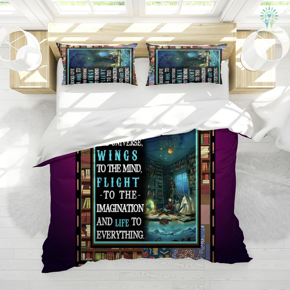 Book Bedding Set Book Give A Soul To The Universe Duvet Covers Blue