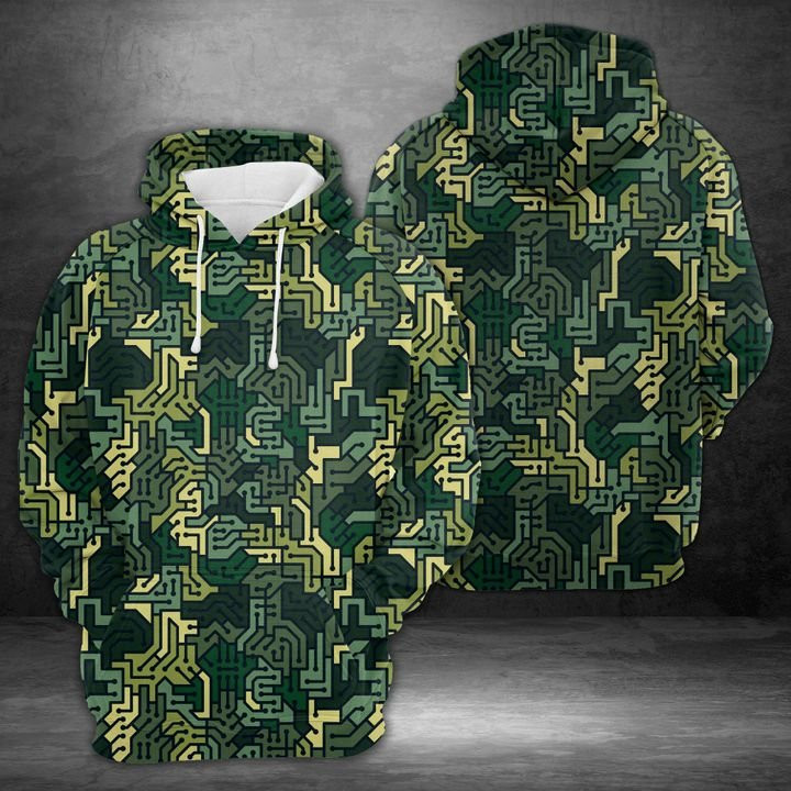 Circuit Board Seamless Camouflage 3D All Over Print Hoodie & Zip Hoodie