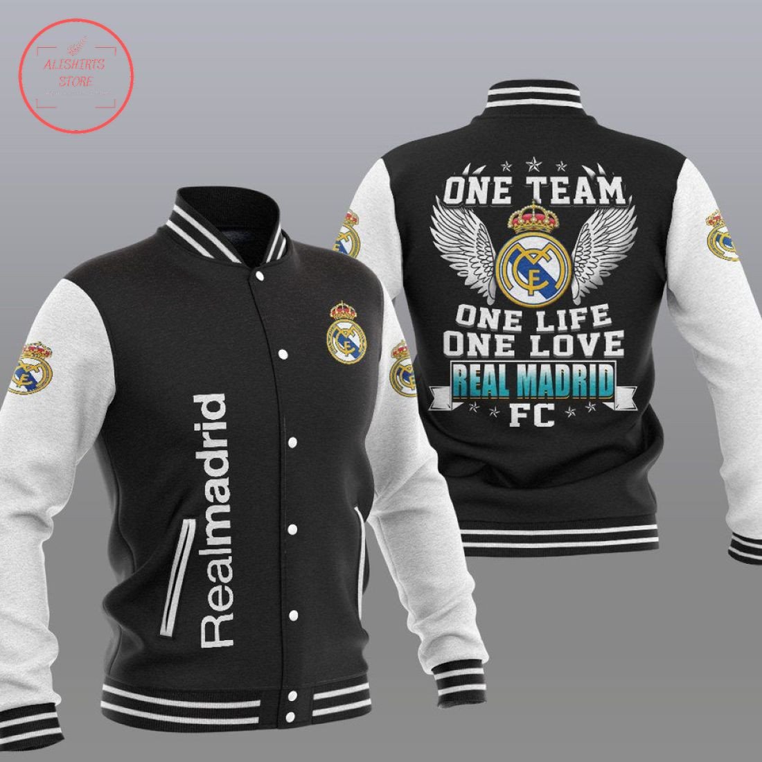 Real Madrid Black One Team Baseball Jacket