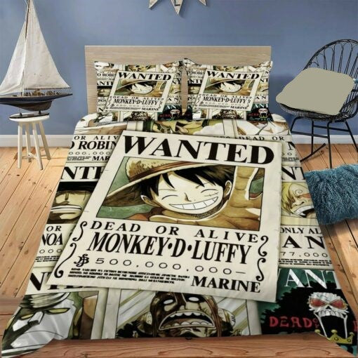 One Piece Bedding Set Wanted Monkey D Luffy Face Duvet Covers