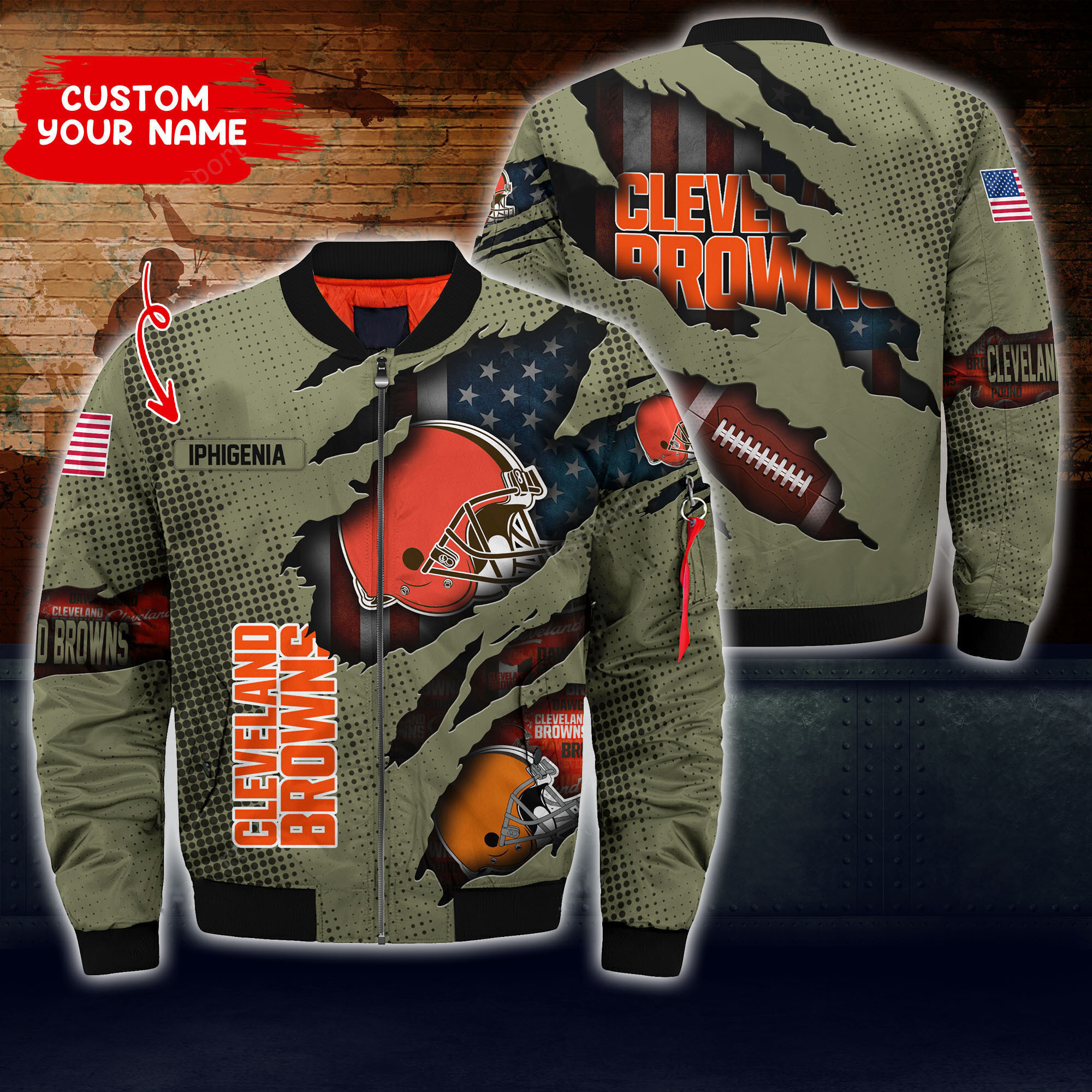 Cleveland Browns Personalized Thick Bomber Jacket CS47
