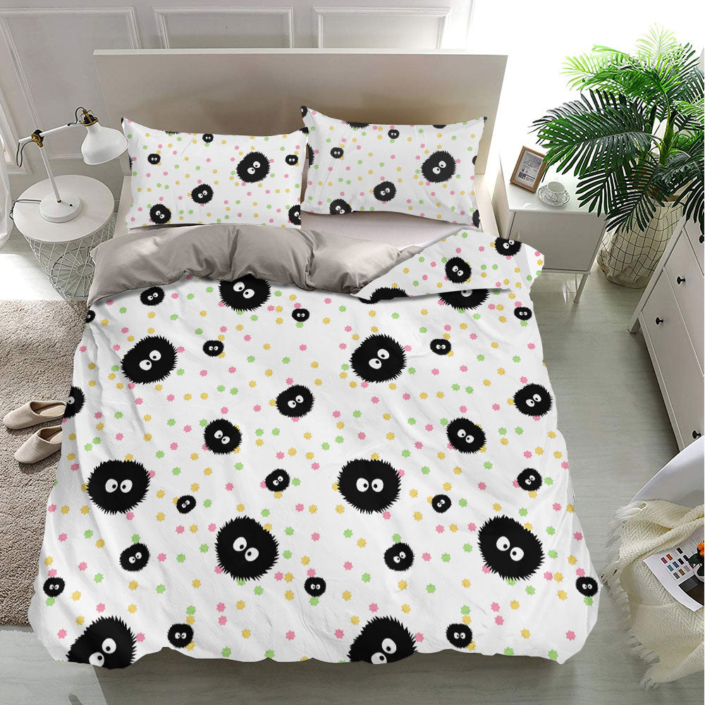 SGhibli Bedding Set Spirited Away Soot Sprites Pattern Duvet Covers