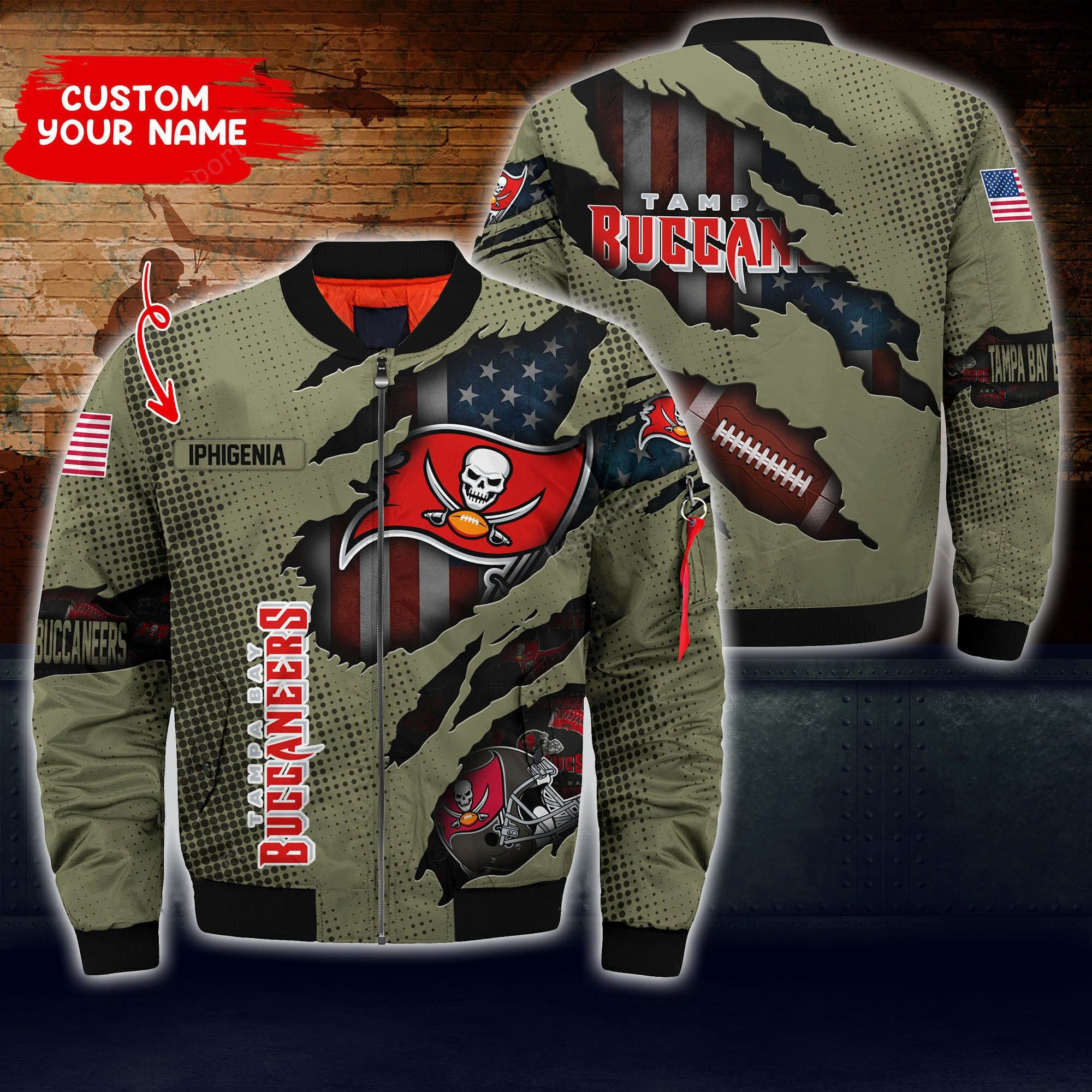 Tampa Bay Buccaneers Personalized Thick Bomber Jacket CS68