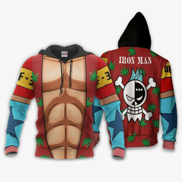 Iron Man One Piece Franky Costume Anime 3k180 Cartoon 3d Hoodie Zip Hoodie 568