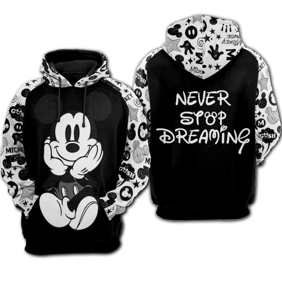 Mickey Mouse Never Syop Dreaming 501 Cartoon Graphic Outfits Aop Hoodie