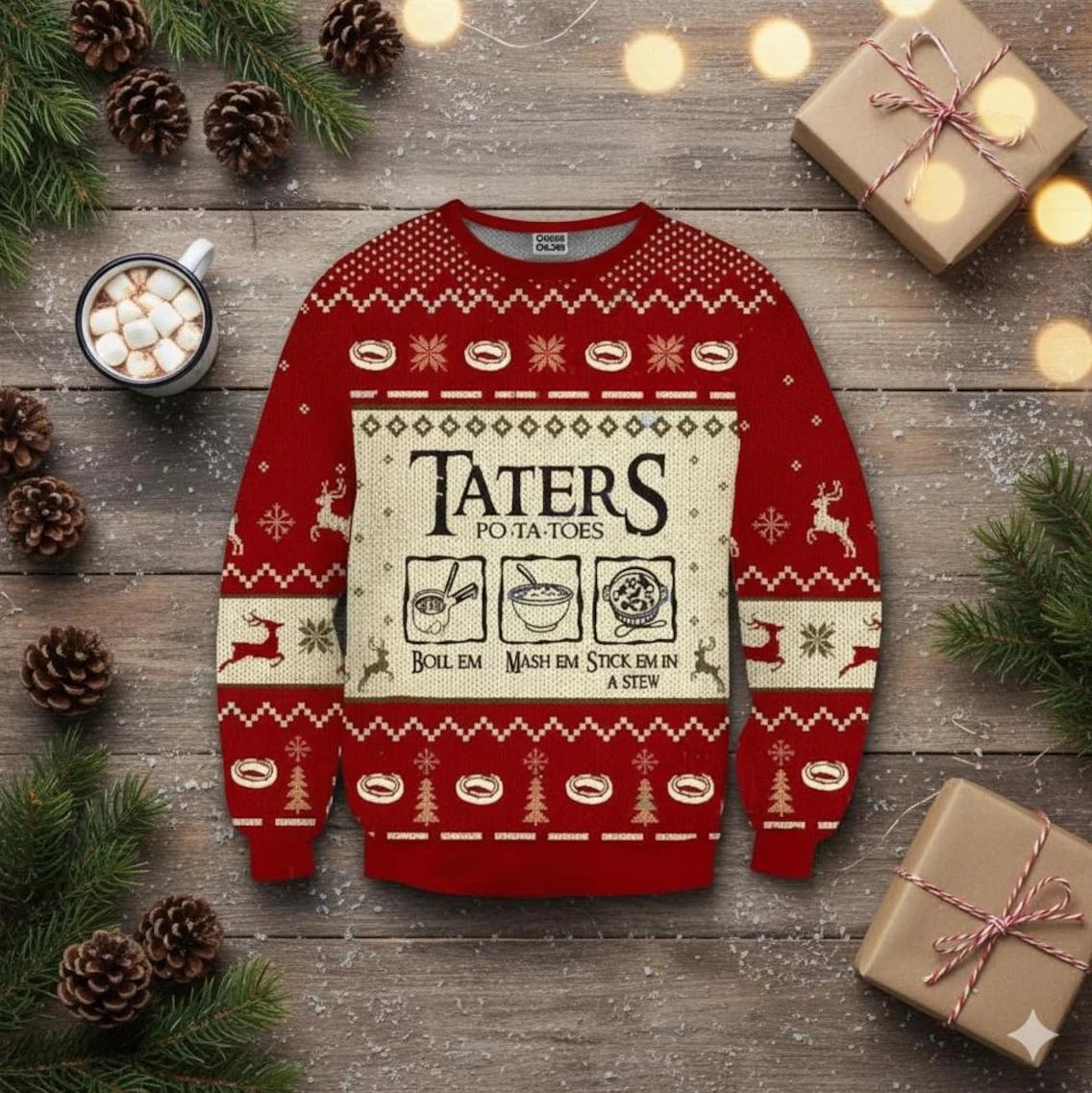 Taters Potatoes Lord of the Rings Ugly Christmas Sweater
