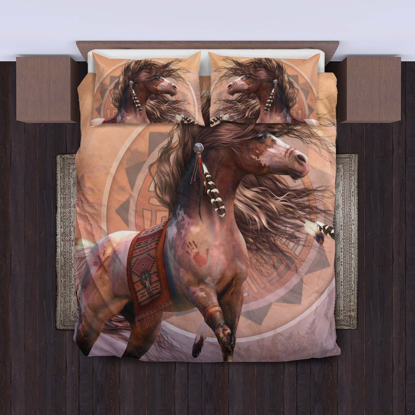 Horse Bedding Set Native American Horse Pose Duvet Covers