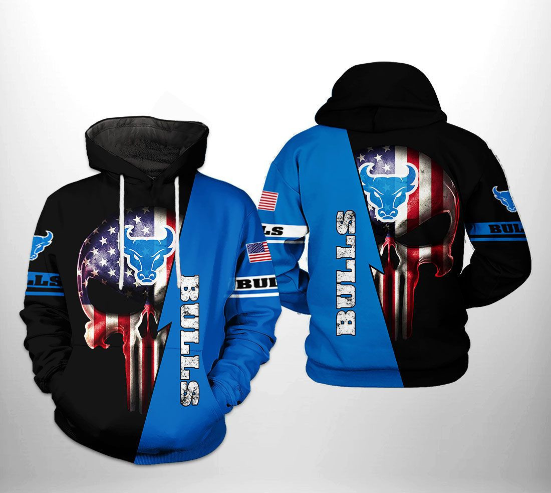 Buffalo Bulls US Flag Skull 3D All Over Print Hoodie & Zip Hoodie