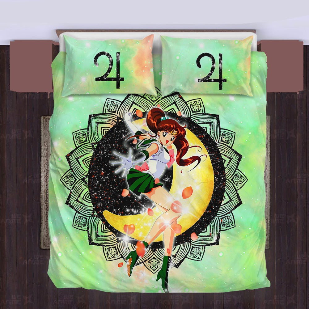 Sailor Moon Bedding Set Sailor Jupiter Henna Flower Pattern Duvet Covers