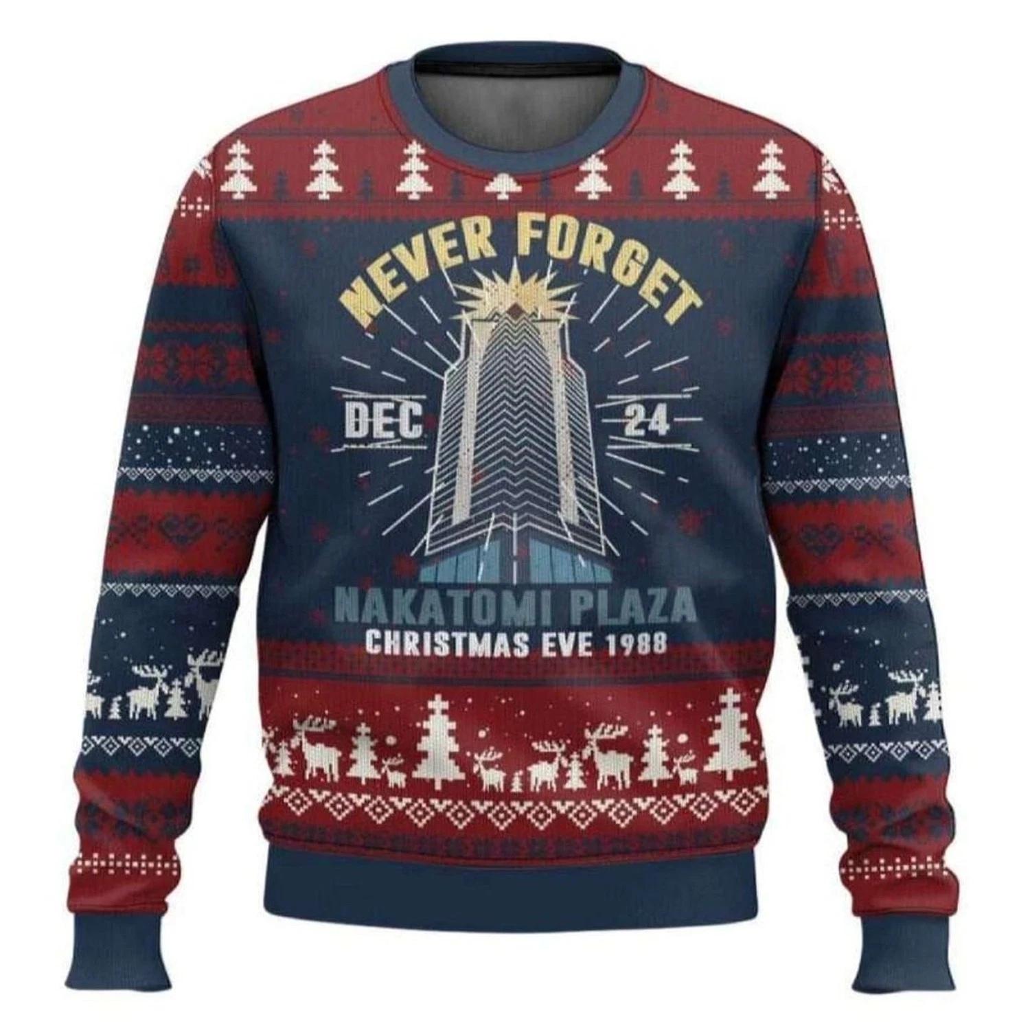 Nakatomi Plaza Never Forget December 24 Ugly Christmas Sweater