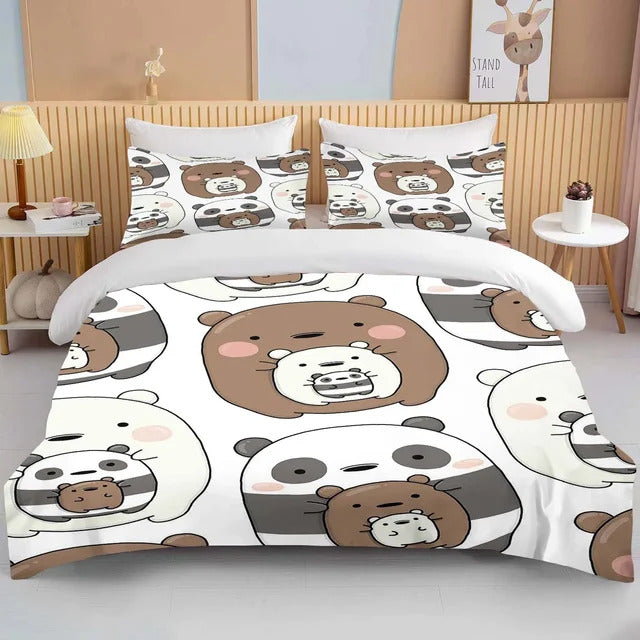 We Bare Bear Bedding Set Chibi Cute Bare Bears Duvet Covers