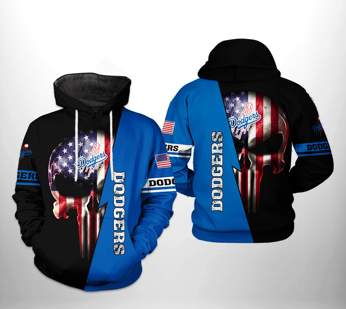 Los Angeles Dodgers MLB US Flag Skull 3D All Over Print Hoodie & Zip Hoodie