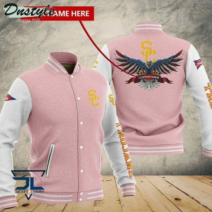 USC Trojans Custom Name Pink Baseball Jacket
