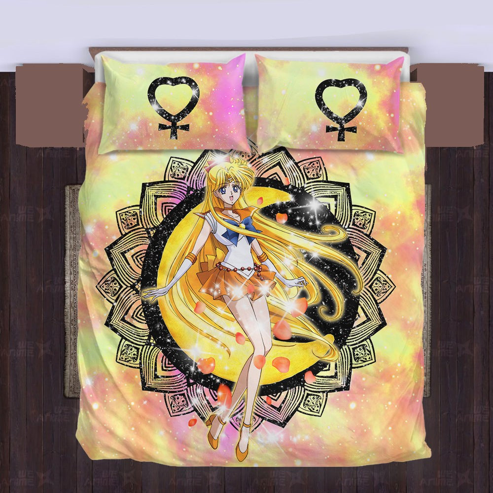 Sailor Moon Bedding Set Sailor Venus Henna Flower Pattern Duvet Covers