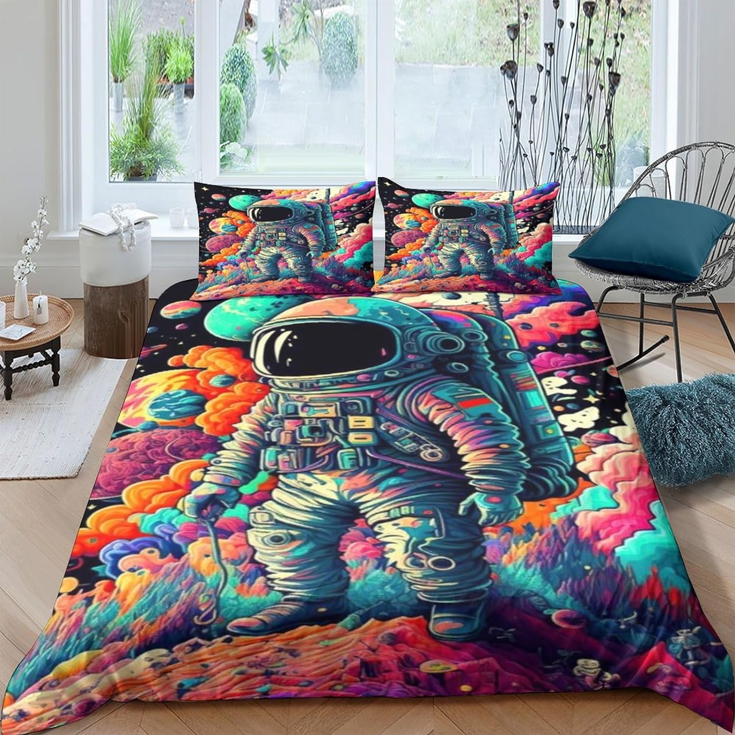 Astronaut Bedding Set Cartoon Astronaut On The Cloud Duvet Covers