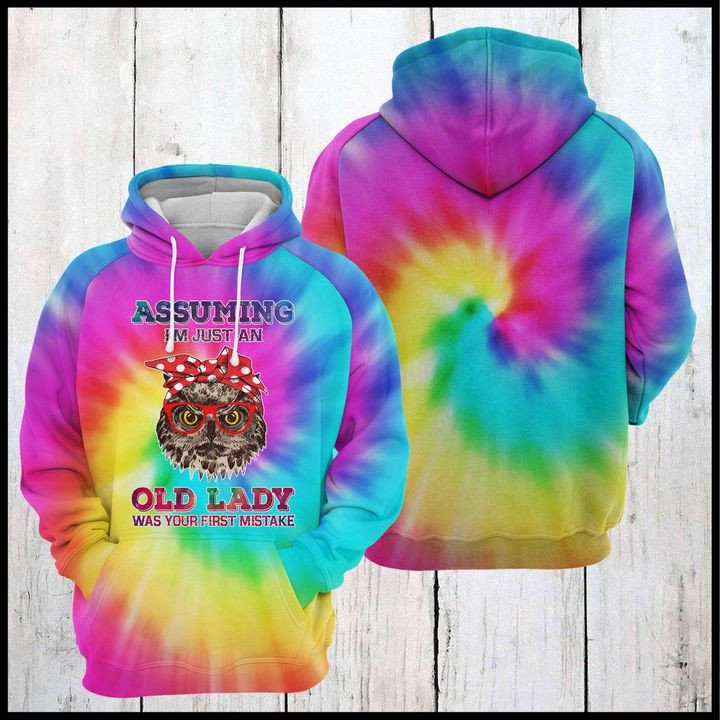 Owl Lady Tie Dye 3d Hoodie