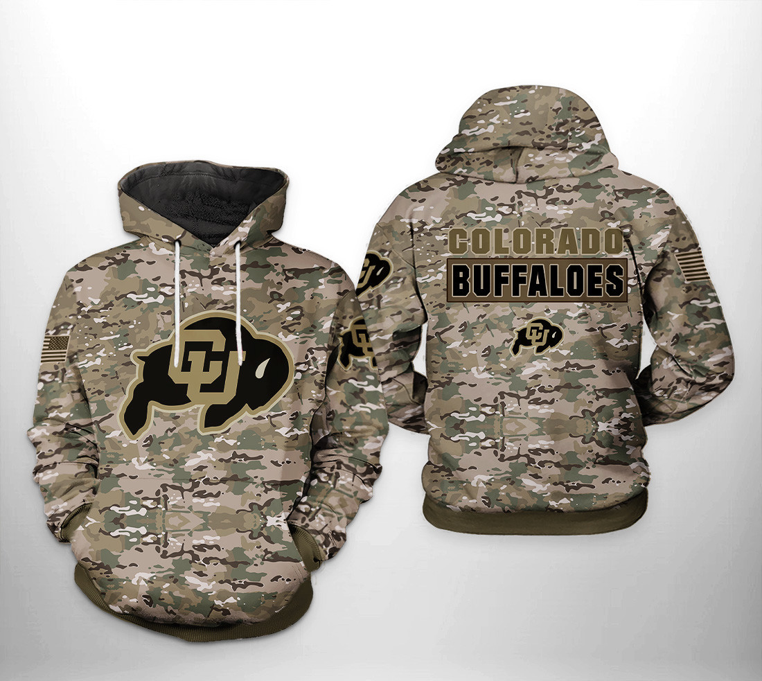 Colorado Buffaloes Camo Veteran 3D All Over Print Hoodie & Zip Hoodie
