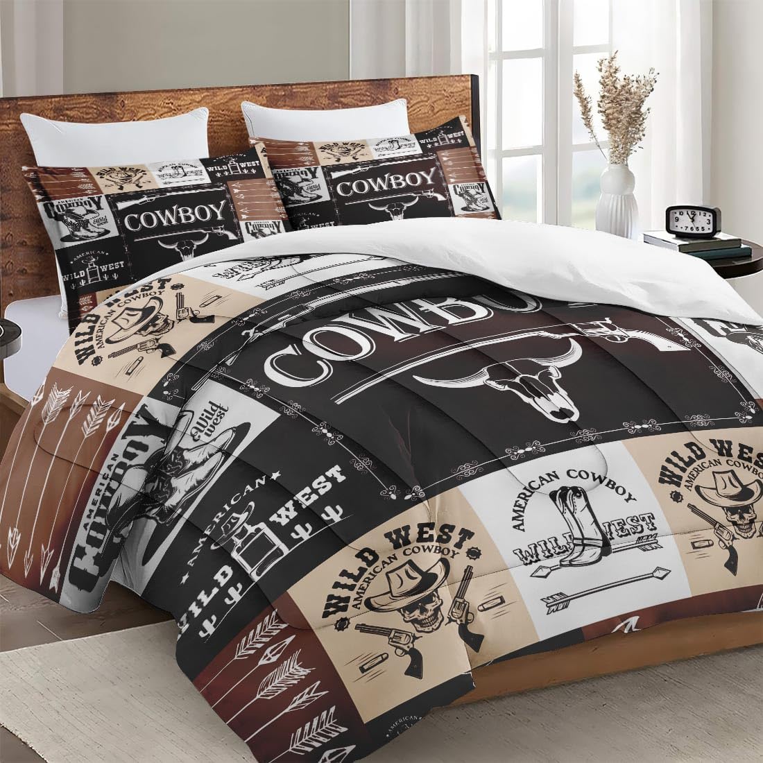 Farmer Bedding Set Vintage Cowboy Western Pattern Duvet Covers