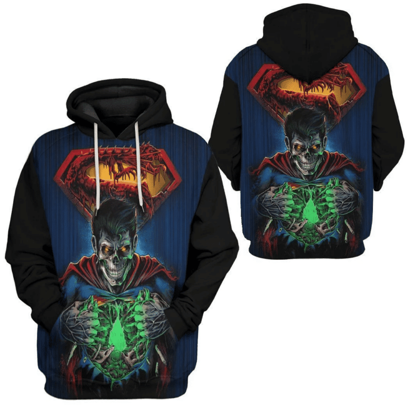 Zombie Superman, Marvel Gift, Skeleton Gift For Fan 3d Hoodie Zip Hoodie