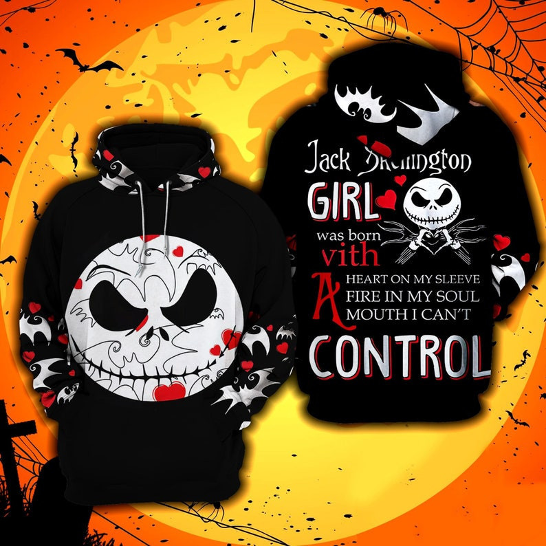 Jack Skellington & Sally Halloween Horror 3d Hoodie Zipper Hoodie
