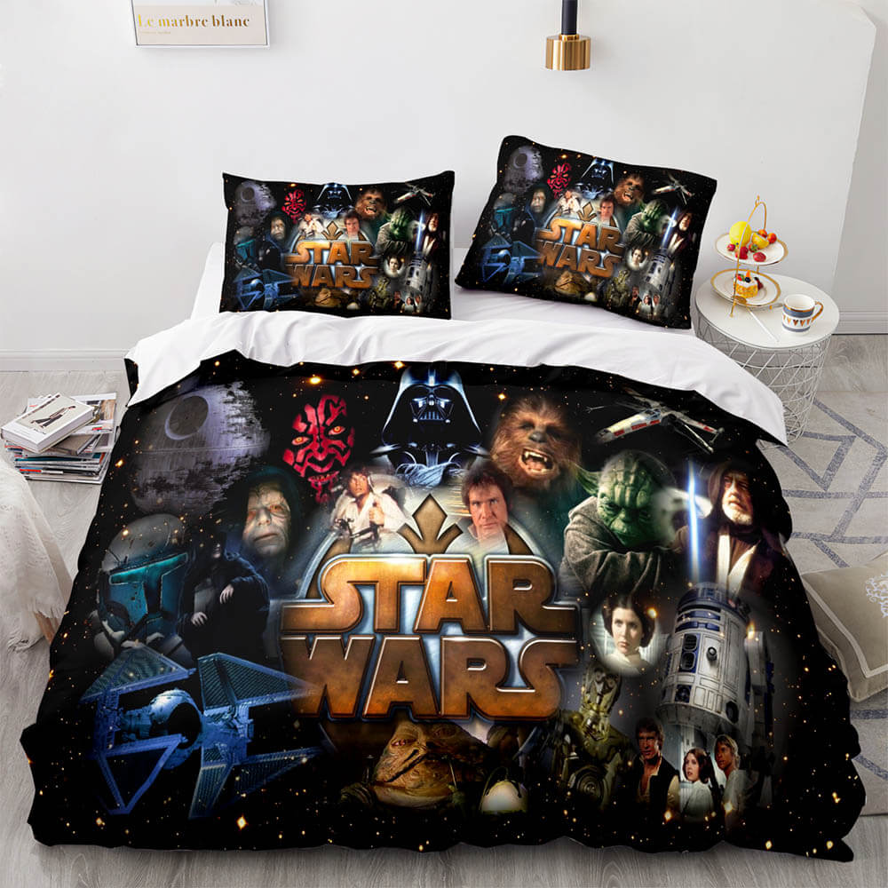 SW Bedding Set SW Characters On Galaxy Duvet Covers