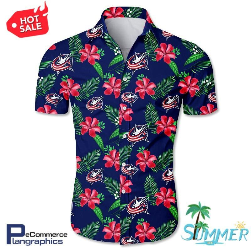 Columbus Blue Jackets Hawaiian Aloha Shirt Hawaiian Shorts Beach Short Shirt