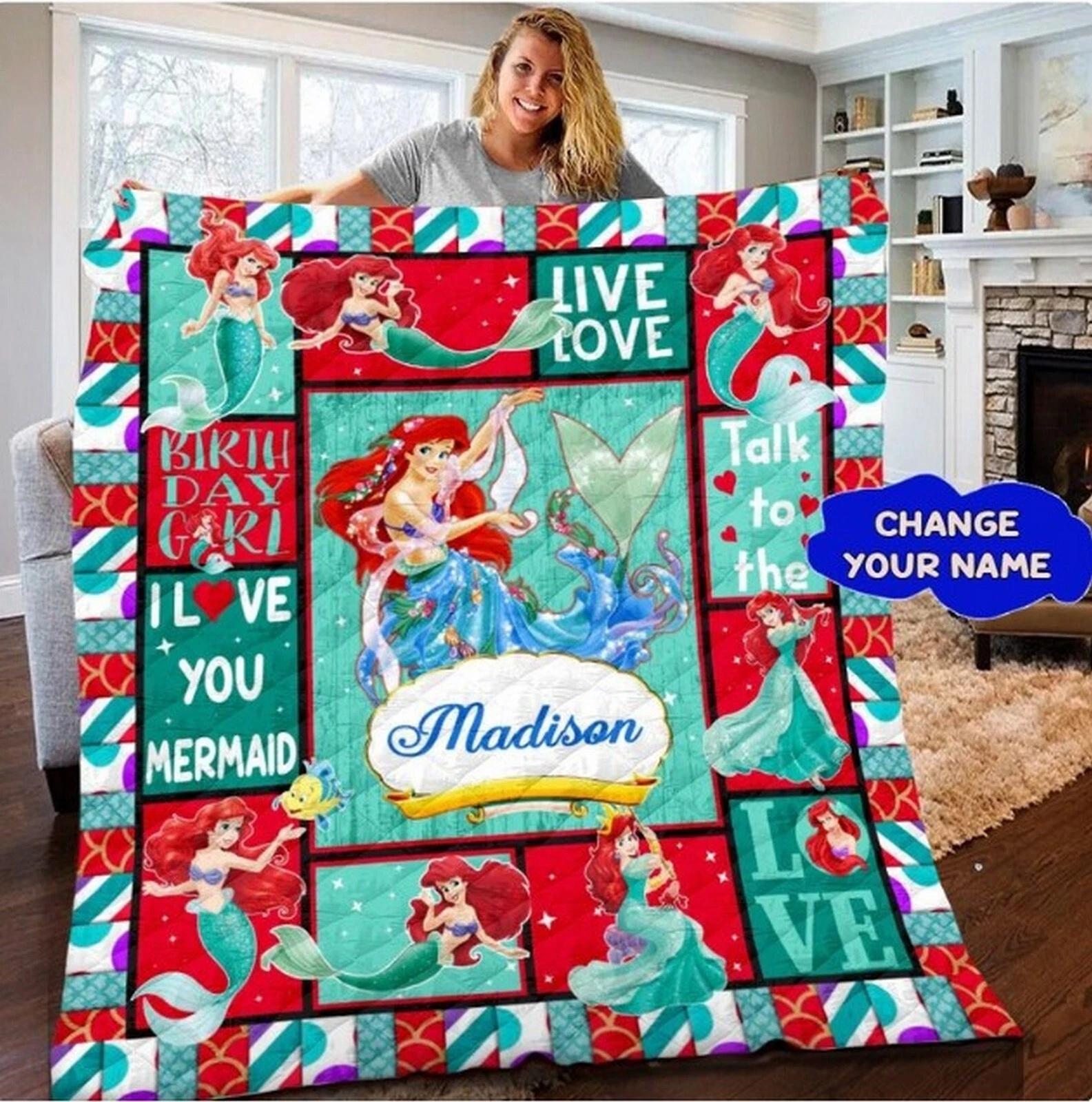 Ariel Princess Blanket Ariel The Little Mermaid Cartoon Fleece Sherpa Blanket