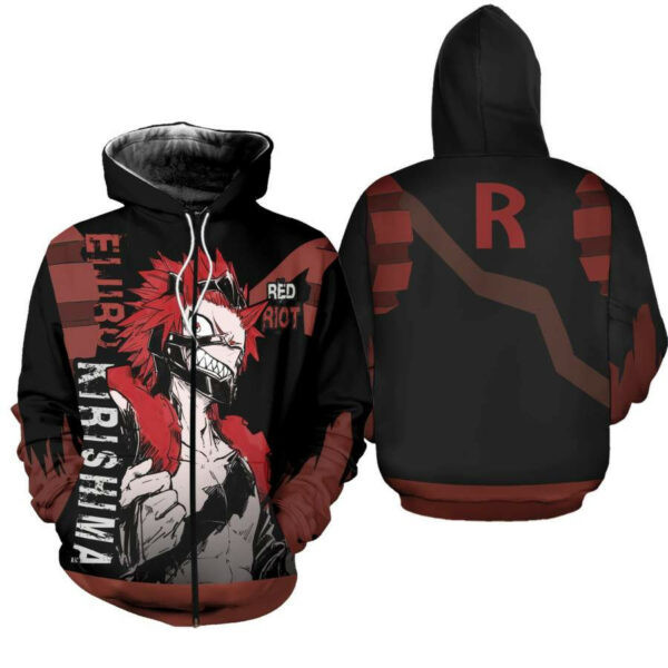 Eijirou Red Riot My Hero Academia Anime 2k852 Cartoon 3d Hoodie Zip Hoodie 1443