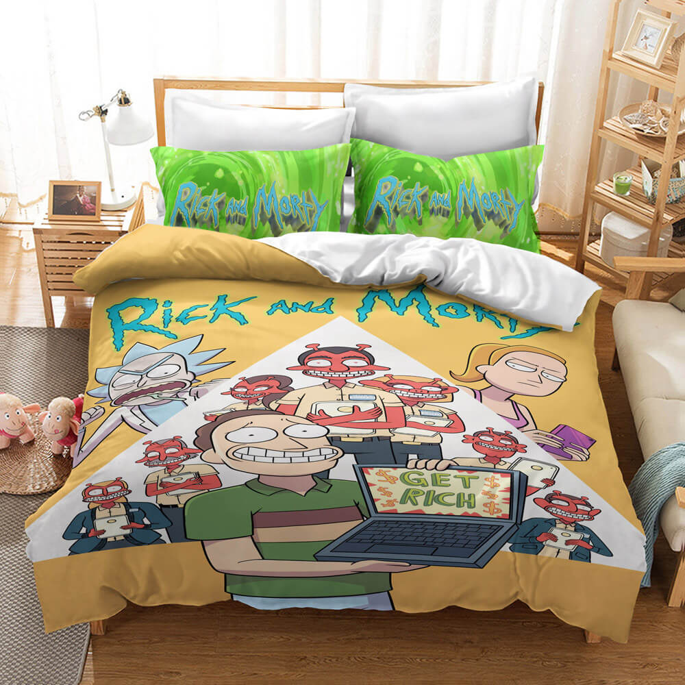 Rick And Morty Bedding Set Rick And Morty Get Rich Duvet Covers