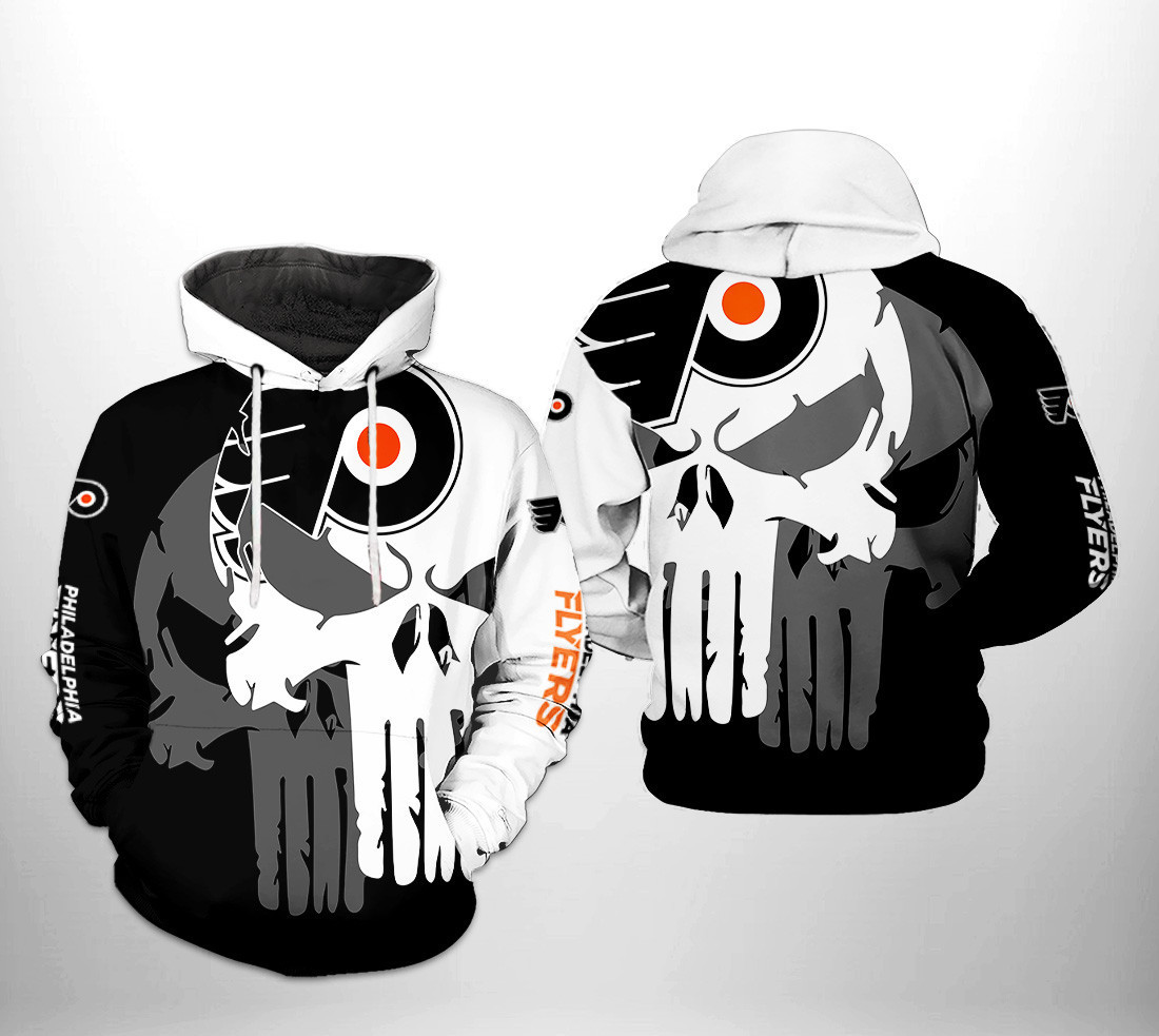Philadelphia Flyers Team Skull 3D All Over Print Hoodie & Zip Hoodie