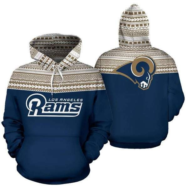 Los Angeles Rams Ncaa Football Maori Tattoo White Blue 3D All Over Print Hoodie & Zip Hoodie