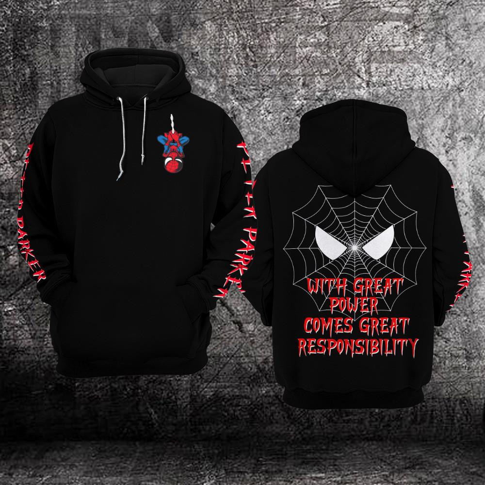 Peter Parker Spider Man No Way Home Marvel Comics With Great Power Comes Great Responsibility All Over Print Hoodie