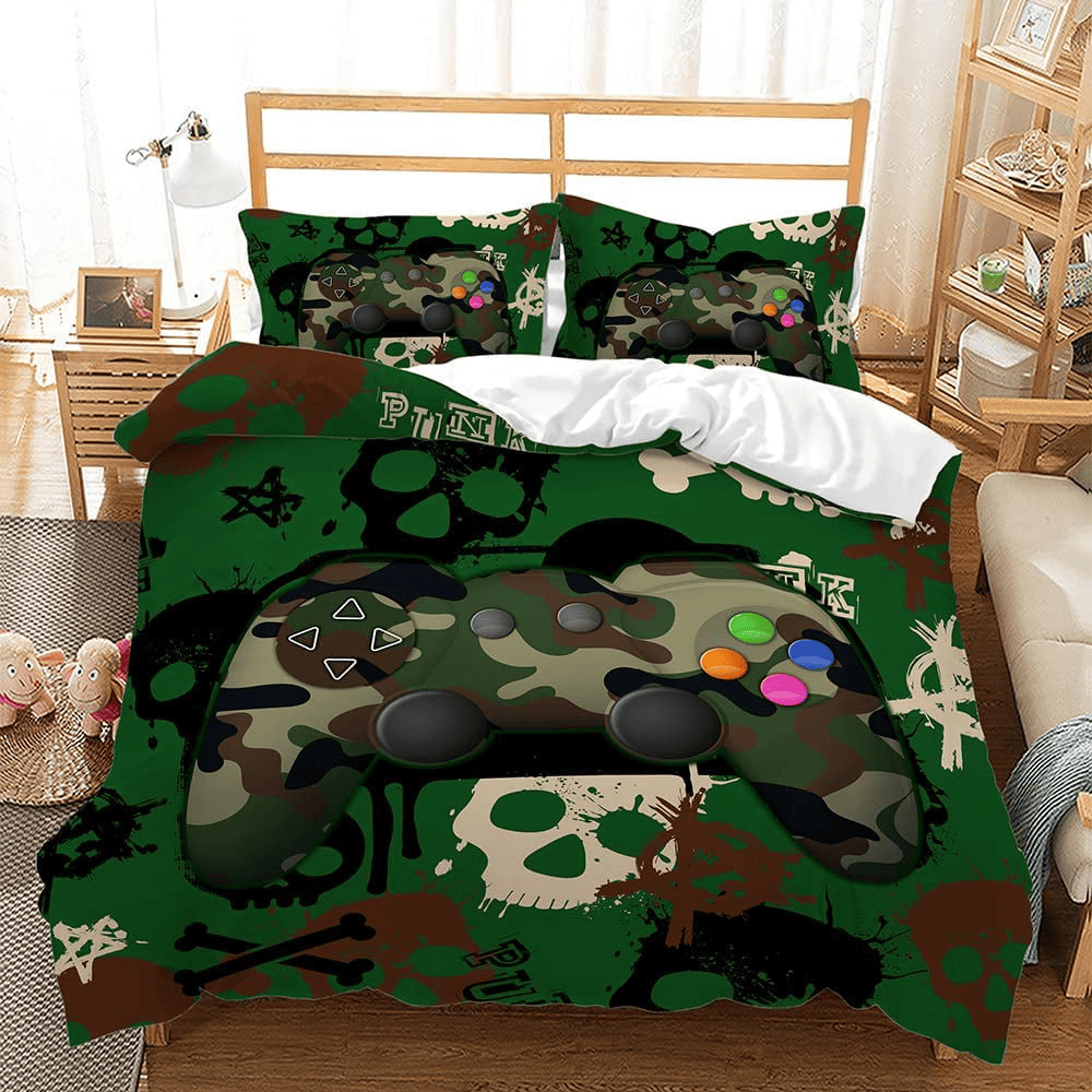 Game Bedding Set Game Console Camouflage Color Duvet Covers