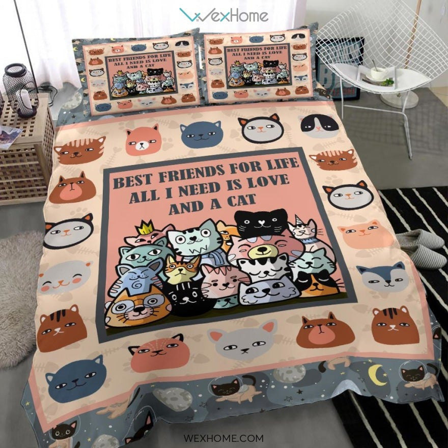 Cat Bedding Set Cat Best Friend For Life Duvet Covers