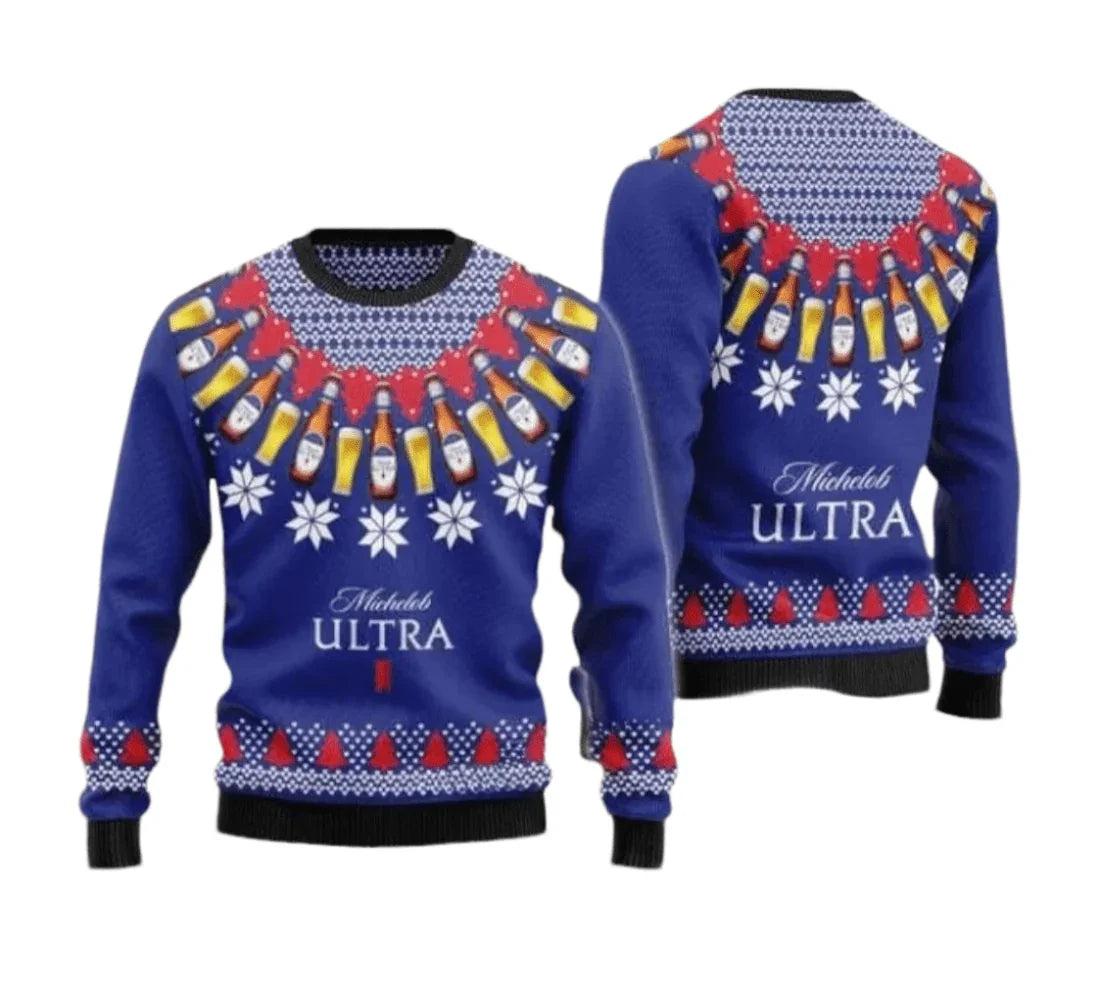 Michelob Ultra Circle Christmas Star Ugly Christmas Sweater