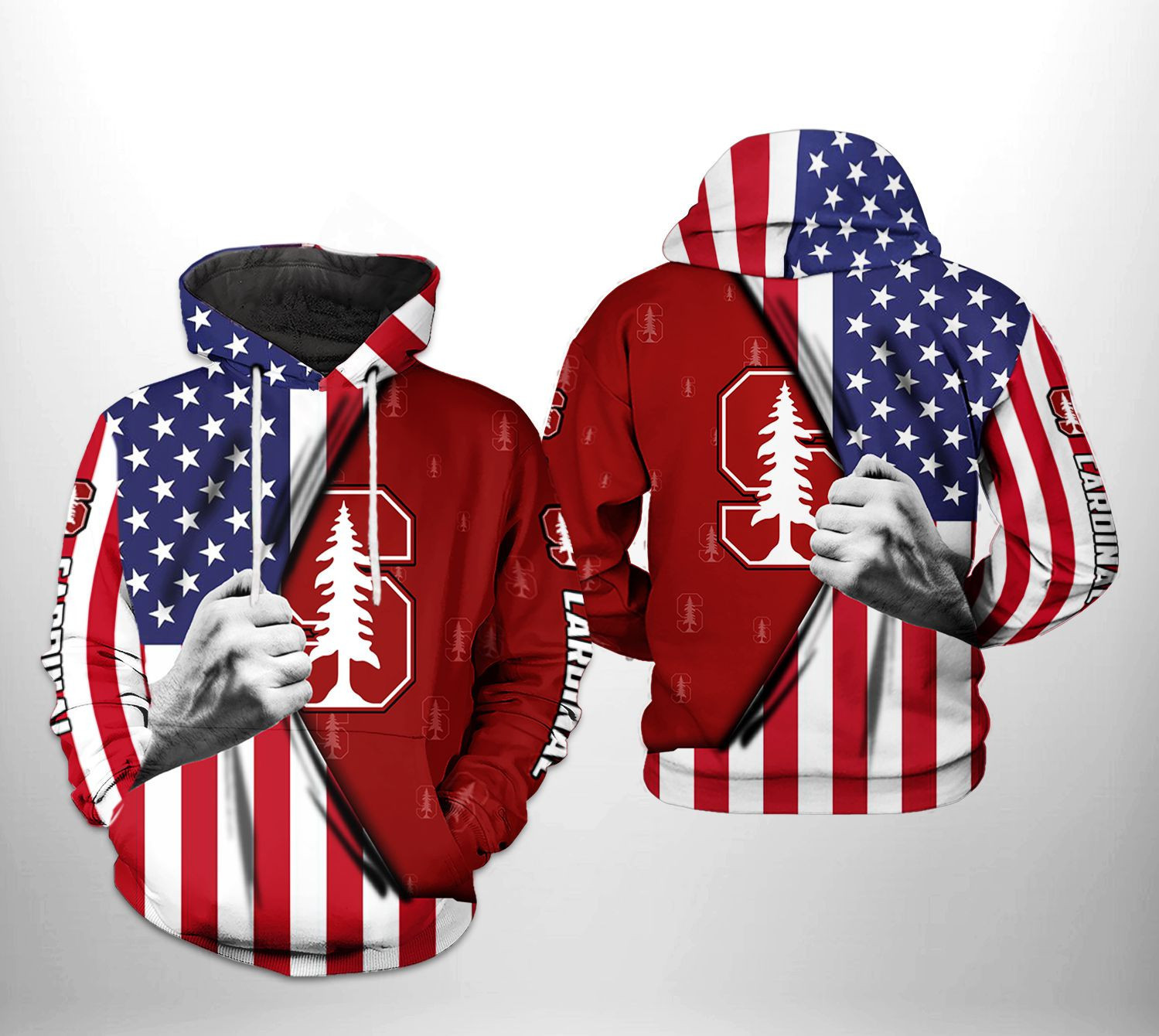Stanford Cardinals US Flag 3D All Over Print Hoodie & Zip Hoodie