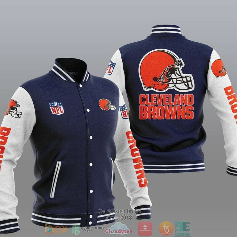 Cleveland Browns Navy Blue Baseball Jacket