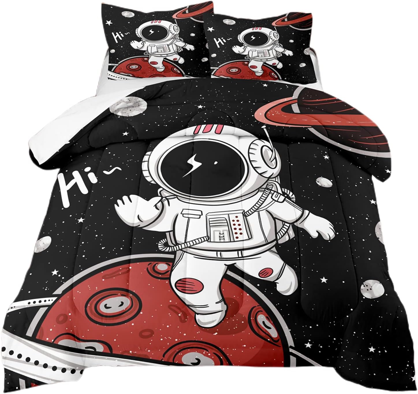 Astronaut Bedding Set Space Astronaut In Galaxy On Planet Duvet Covers