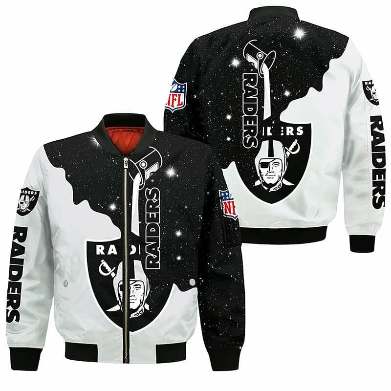 Las Vegas Raiders Silver Black Bomber Jacket
