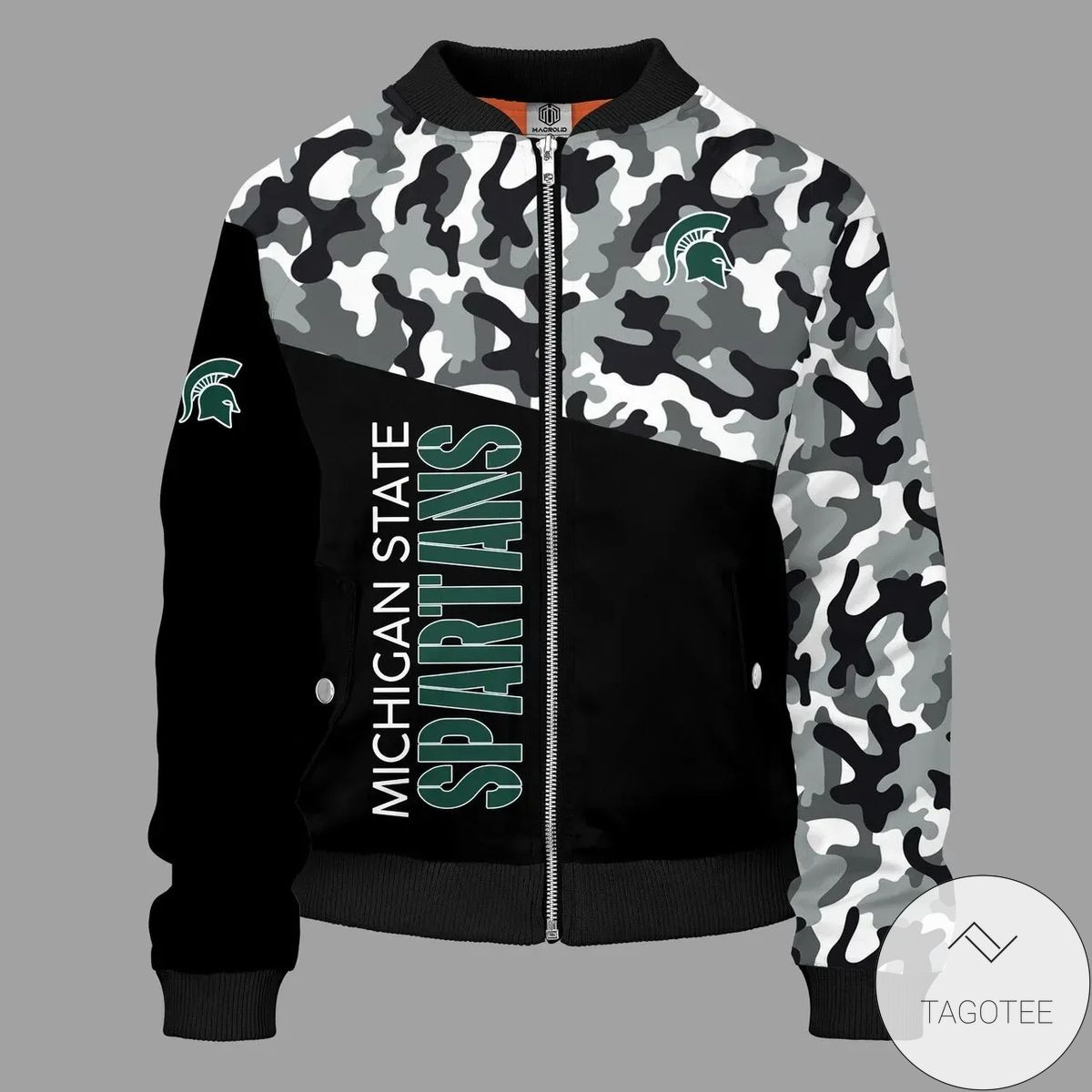 Michigan State Spartans Camo Black Bomber Jacket