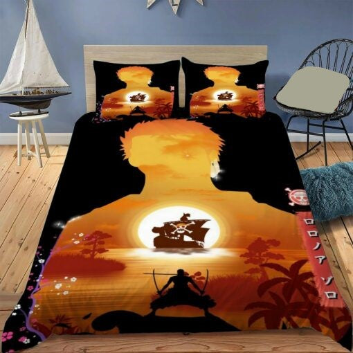 One Piece Bedding Set Roronoa Zoro Pose On Sunset Duvet Covers