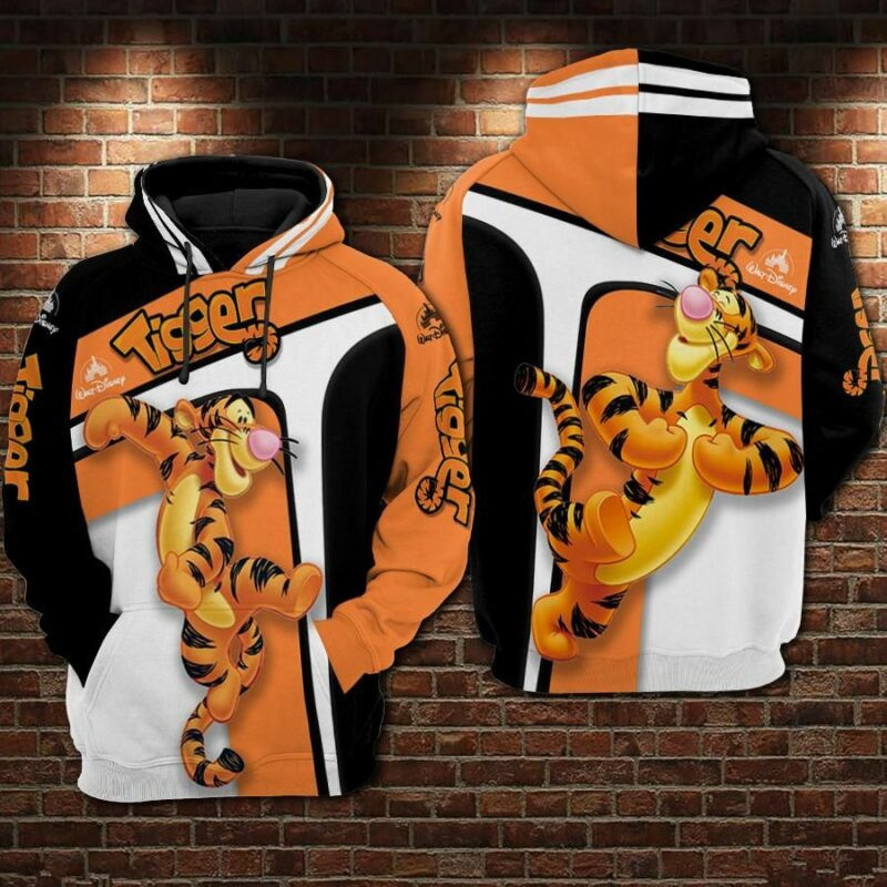 Tigger Cartoon Winnie The Pooh Movies Over Print 3d Hoodie Zip Hoodie