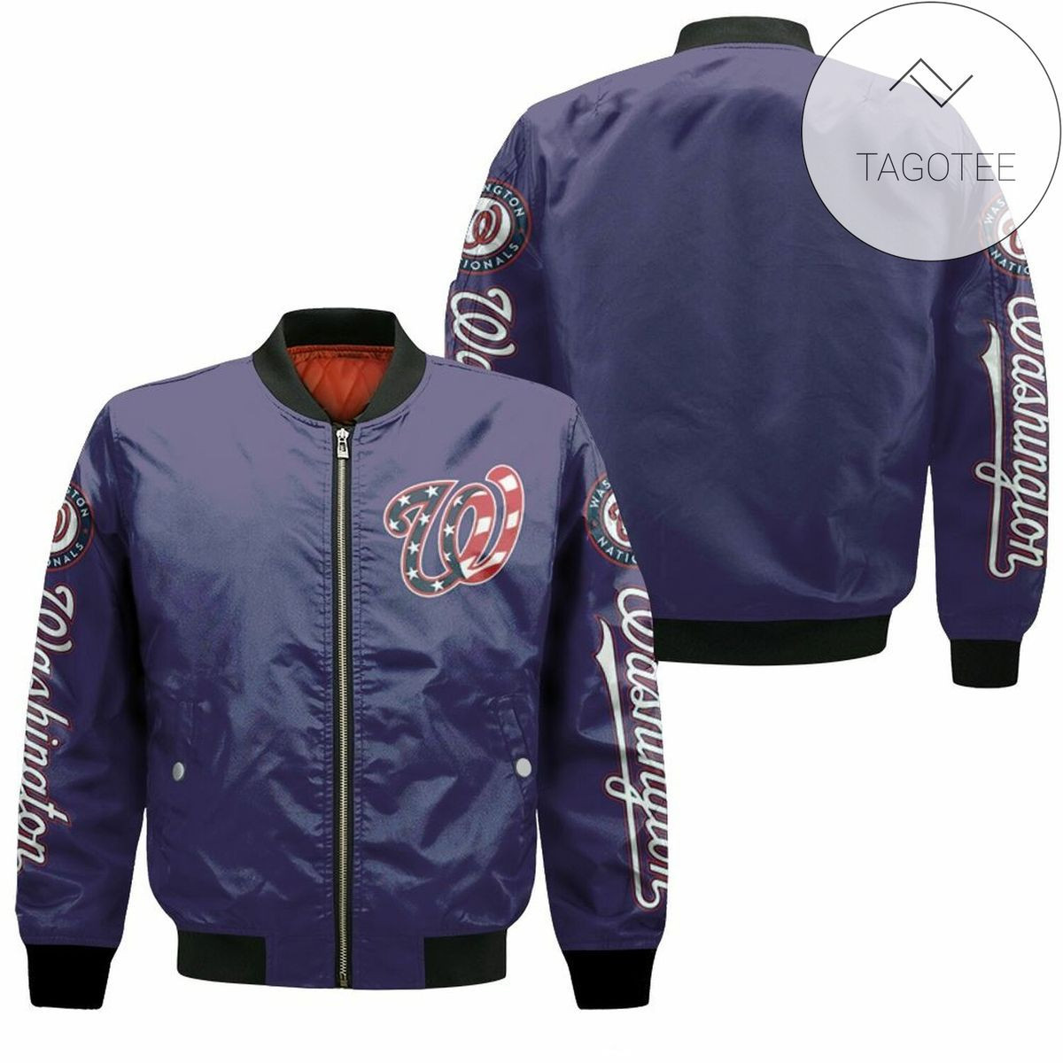 Washington Nationals Blue Us Flag Bomber Jacket