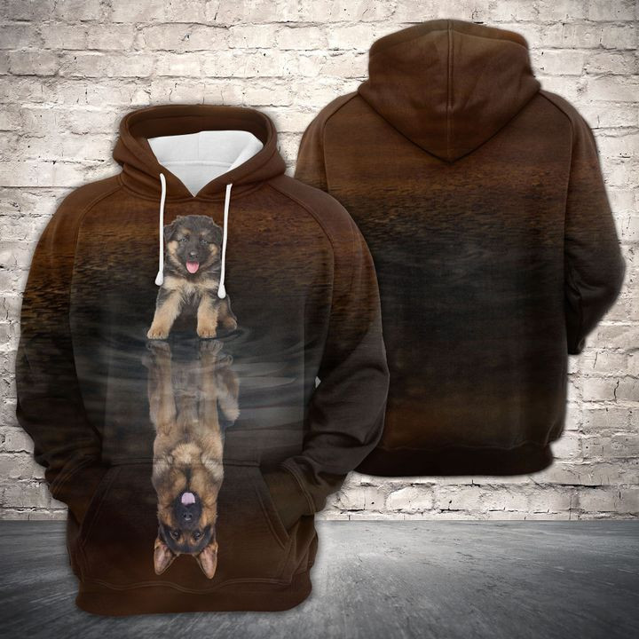 Cute German Shepherd Reflection 3D All Over Print Hoodie & Zip Hoodie