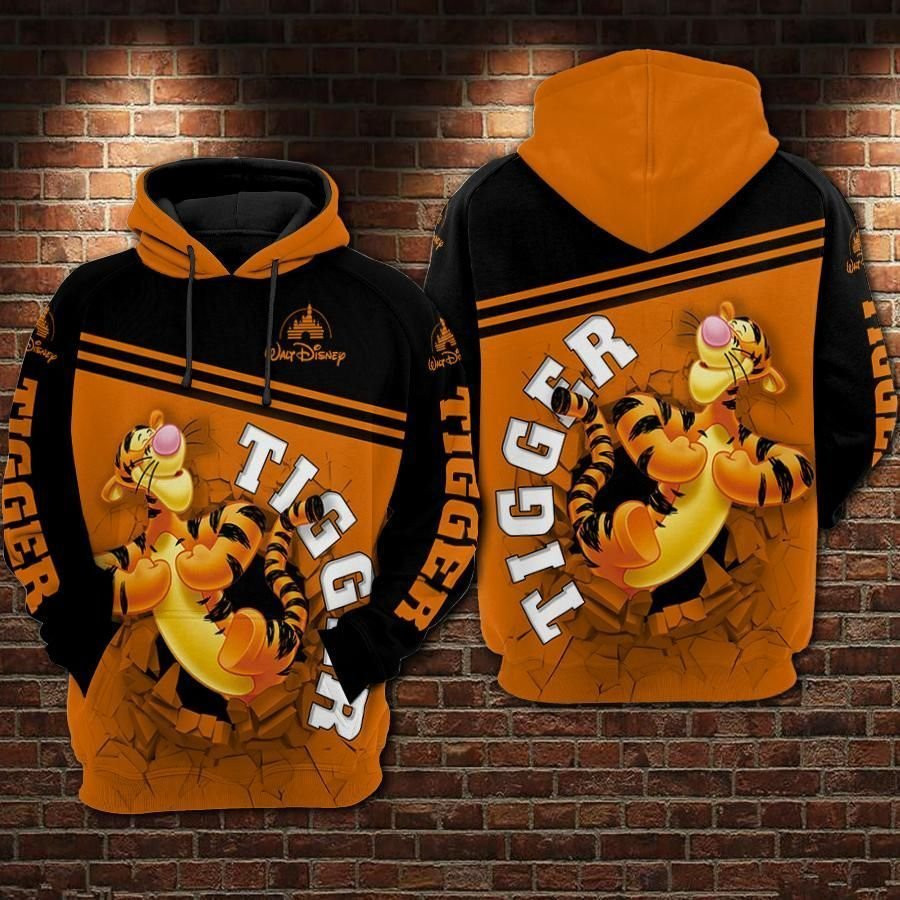 Tigger Cartoon Winnie The Pooh Over Print 3d Hoodie Zip Hoodie 1254