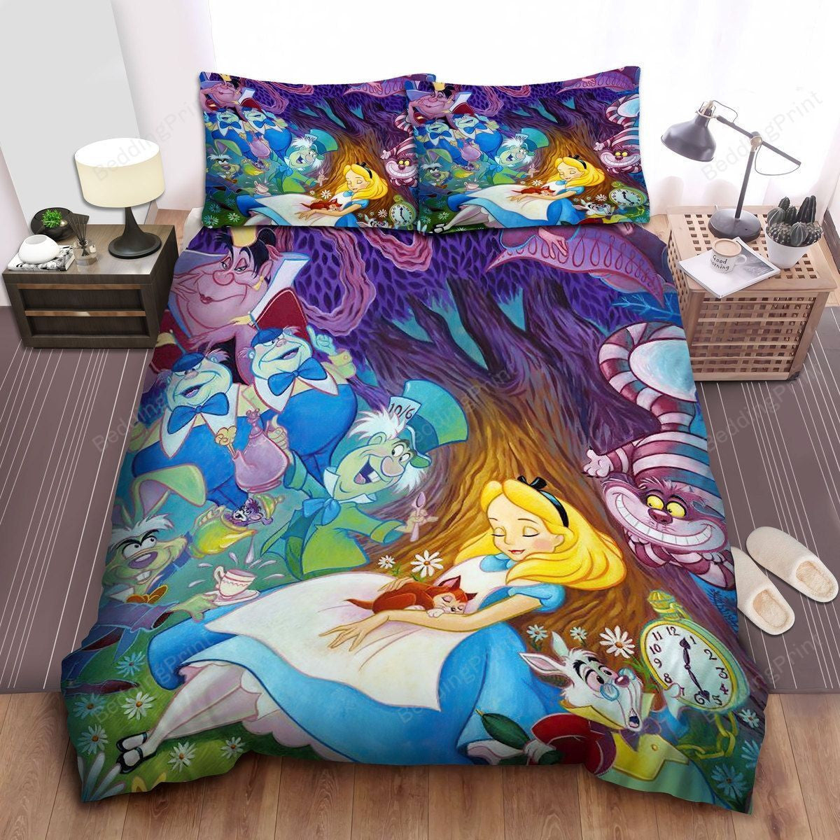 Alice In Wonderland Bedding Set Cheshire Cat In Stained Glass Duvet Covers