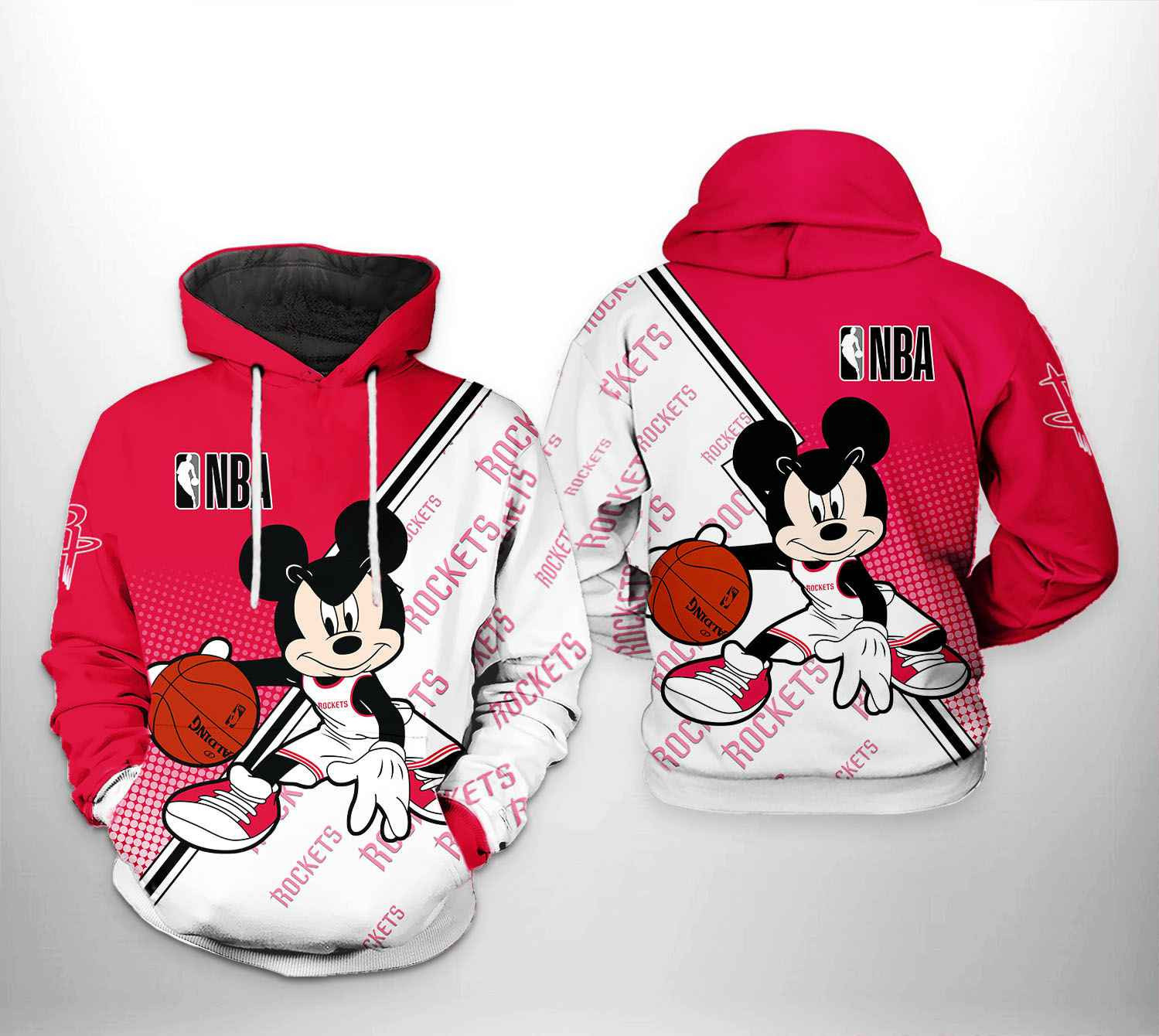 Houston Rockets Mickey 3D All Over Print Hoodie & Zip Hoodie