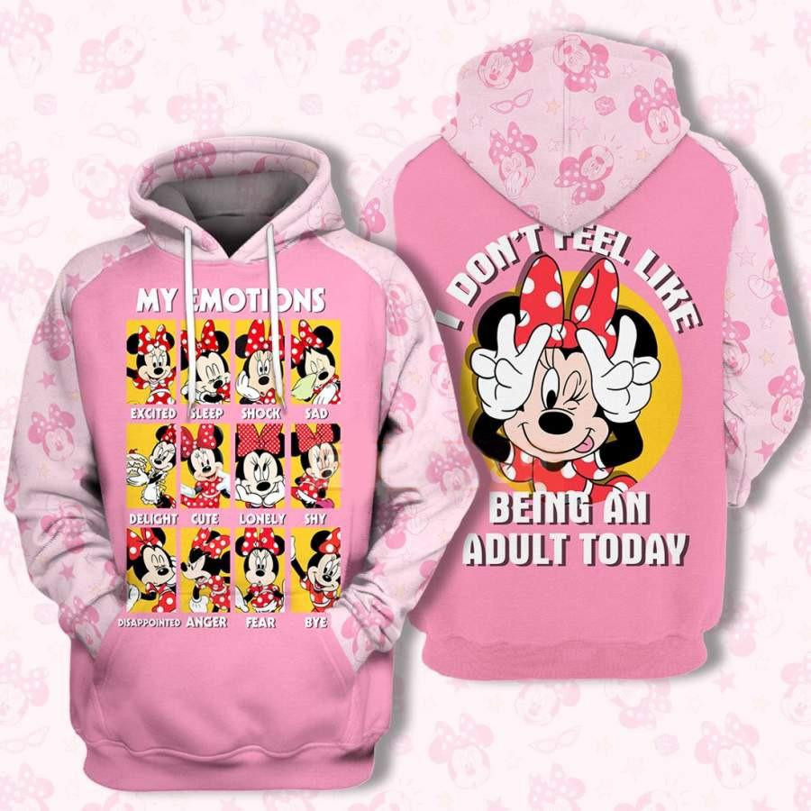 Minnie My Emotions, I Dont Feel Like Being An Adult Today Aop Hoodie