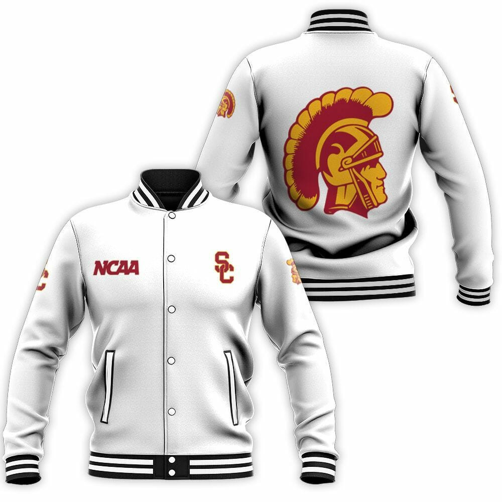 USC Trojans White Baseball Jacket